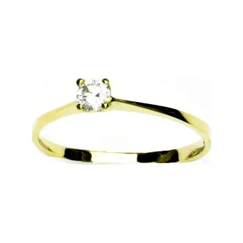 Prsten Zlatý prsten, žluté zlato, zásnubní prstýnek, prsten se zirkonem, T 1410