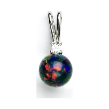 Přívěsek Zlatý přívěsek, bílé zlato, přívěsek s černým syntetickým opálem, P 1207 A