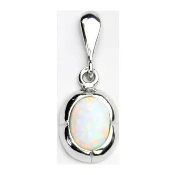 Přívěsek Zlatý přívěsek, bílé zlato, syntetický bílý opál, P 1374