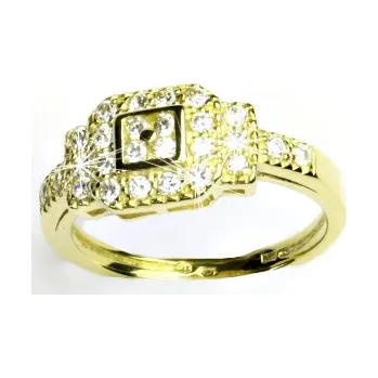 Prsten Zlatý prsten, žluté zlato, prstýnek s čirými zirkony, VR 210