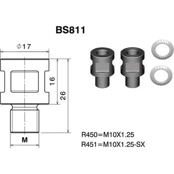 Zrcátko pro motocykl Rizoma Závitová redukce BS811B pro zpětná zrcátka RIZOMA pro vybrané modely HONDA, KAWASAKI MV AGUSTA, SUZUKI, TRIUMPH, černá (1sada) Černá