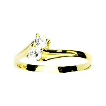 Prsten Zlatý prsten, žluté zlato, prstýnek s čirými zirkony, T 1393