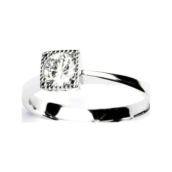 Prsten Zlatý prsten, bílé zlato, prstýnek s čirým zirkonem, T 1221