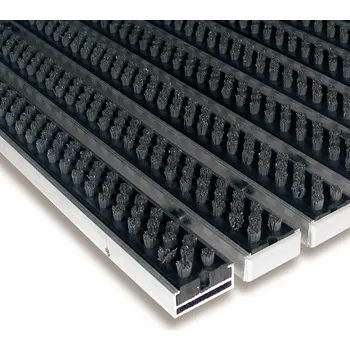 Rohožka Šedá hliníková kartáčová venkovní vstupní rohož FLOMA Alu Super (Cfl-S2) - délka 150 cm, šířka 100 cm, výška 1,7 cm