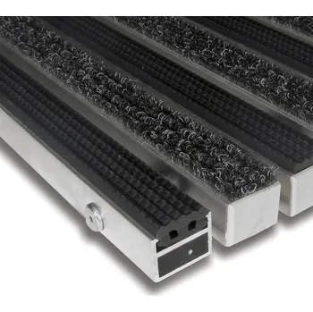 Rohožka Textilní gumová hliníková vstupní rohož FLOMA Alu Standard - délka 60 cm, šířka 90 cm, výška 2,7 cm - 80001210