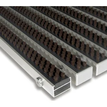 Rohožka Hnědá hliníková kartáčová venkovní vstupní rohož FLOMA Alu Super (Cfl-S2) - délka 60 cm, šířka 90 cm, výška 2,2 cm