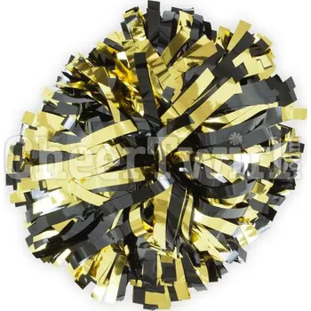Metallický POMPON ČERNO-ZLATÝ / 20 cm