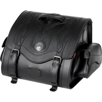 Zavazadlo na motocykl Highway Hawk Brašna za opěrku Memphis Flame, malé, TEK kůže, černá (1ks) Černá