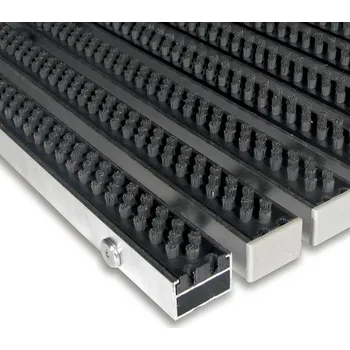 Rohožka Šedá hliníková kartáčová venkovní vstupní rohož FLOMA Alu Super (Cfl-S2) - délka 60 cm, šířka 90 cm, výška 2,2 cm