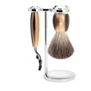 Mühle Vivo Horn Pure badger Mach 3 sada na holení s miskou