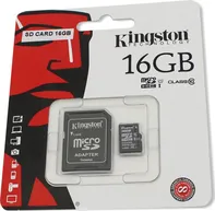 Paměťová karta Kingston mikroSDHC 16 GB Class 10 + SD adaptér