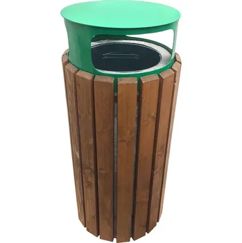 Venkovní odpadkový koš ADVAS Venkovní koš beton-dřevo S pozinkovanou vložkou Bez stříšky