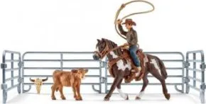 Figurka Schleich 41418 Kovboj s lasem na koni a příslušenství