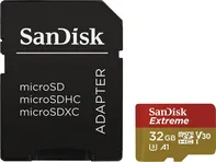 paměťová karta SanDisk Extreme microSDHC 32 GB A1 UHS-I U3 V30 + SD adaptér (SDSQXAF-032G-GN6MA)