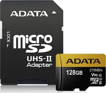 Paměťová karta Adata Premier One microSDXC 128 GB Class 10 UHS-II U3 V90 + SD adaptér (AUSDX128GUII3CL10-CA1)