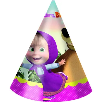 Party dekorace Máša a Medvěd party čepičky 6 ks