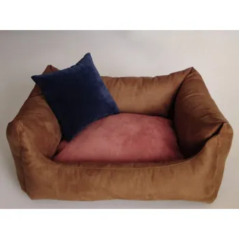 Pelíšek pro psa DELUXE Pelíšek pro psa - hnědá - káva s mlékem / losos / granát - tmavý