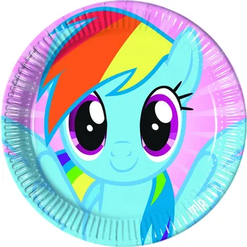 Party nádobí RAINBOW PONY talířky 8 ks, 23 cm