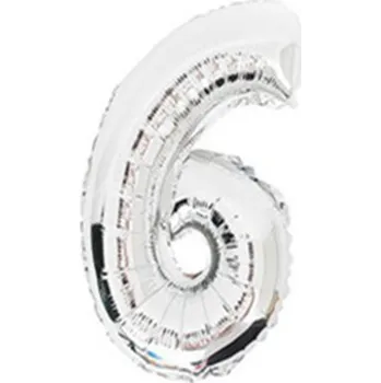 Balónek Fóliový balónek číslo 6 - stříbrný, 40 cm