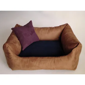 Pelíšek pro psa DELUXE Pelíšek pro psa - zlatá hnědá / granát - tmavý / švestka