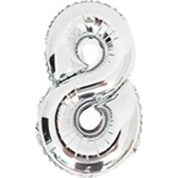 Balónek Fóliový balónek číslo 8 - stříbrný, 40 cm