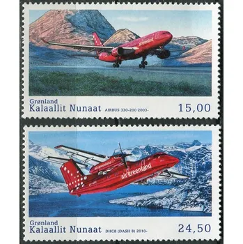 Poštovní známka (2016) MiNr. 726 - 727 ** - Grónsko - Historie grónského civilního letectví (VI)