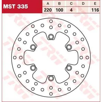 Brzdový komplet TRW MST335 brzdový kotouč, zadní KAWASAKI KDX 200 E6, H1-H3 rok 94-99