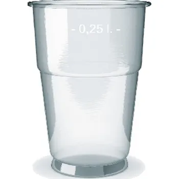 Jednorázové nádobí Kelímek plastový 0,25 l (R-PET) průhledný (pr. 78 mm) (50 ks)