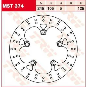 Brzdový komplet TRW MST374 brzdový kotouč, zadní YAMAHA XJ 6S 600 DIVERSION rok 09-11