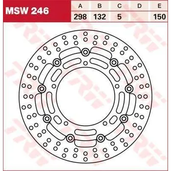 Brzdový komplet TRW MSW246 brzdový kotouč, přední YAMAHA FZ6 600 FAZER rok 04-06