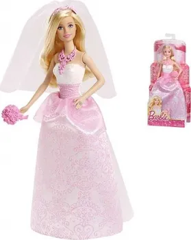 Panenka Mattel Barbie Nevěsta s kyticí v růžovo bílých šatech