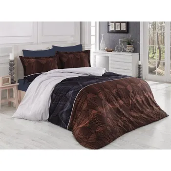 Povlečení Brotex Malagno hnědé satén 140 x 220, 70 x 90 cm zipový uzávěr