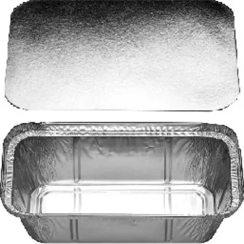 Jednorázové nádobí Hliníková miska / vanička ALU zapékací hranatá 690 ml s víčkem (5 ks)