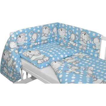Povlečení Baby Nellys Mantinel s povlečením Medvídek s králíčkem Bubble 120 x 90 cm modrý