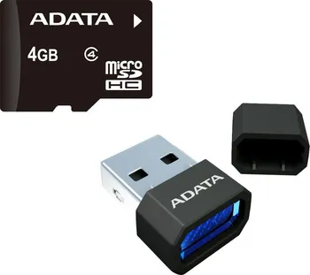 Paměťová karta ADATA Micro SDHC 4GB Class 4 + USB čtečka (AUSDH4GCL4-RM3BKBL)