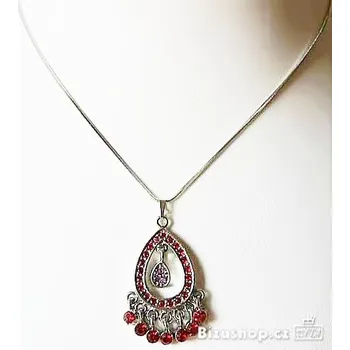 Náhrdelník Řetízek s přívěskem červená 11400