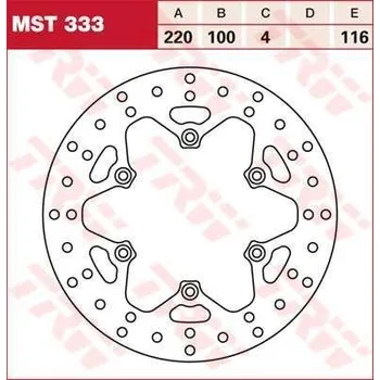 Brzdový komplet TRW MST333 brzdový kotouč, zadní KAWASAKI KX 125 rok 89-02