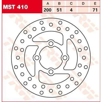 Brzdový komplet TRW MST410 brzdový kotouč, zadní YAMAHA ATV YFM 700 RAPTOR rok 06-07