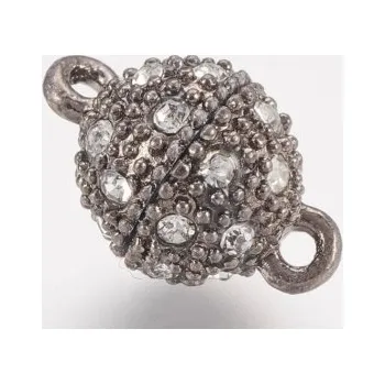 Šperk Magnetické zapínání s kamínky gunmetal 10mm (1ks)