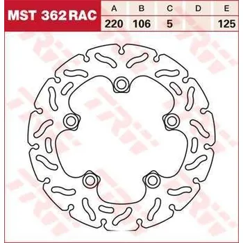 Brzdový komplet TRW MST362RAC brzdový kotouč, zadní YAMAHA YZF 600 R6 rok 03-13