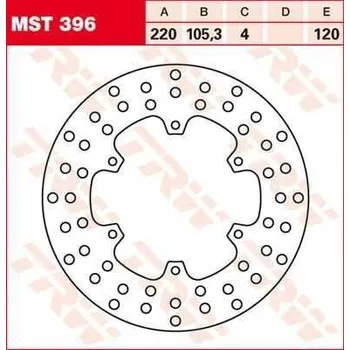 Brzdový komplet TRW MST396 brzdový kotouč, zadní DERBI GP1 250 rok 2007