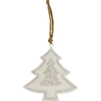 Vánoční dekorace Dekorační stromek k zavěšení (Bílo - šedý, kovový)