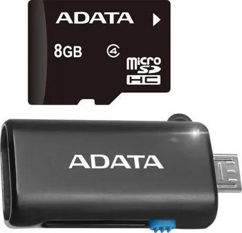 Paměťová karta Adata microSDHC 8 GB Class 4 + USB čtečka (AUSDH8GCL4-R)