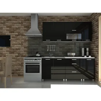 Kuchyňská linka Nábytek PEGAS s.r.o. Kuchyňská linka Timothy RLG 180 černý lesk