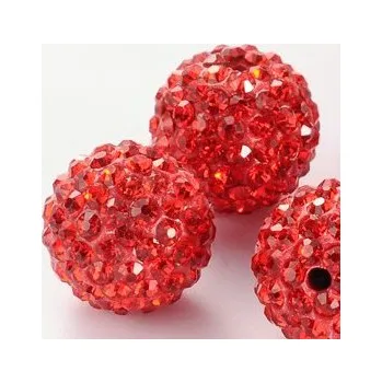 Dětské navlékací korálky Korálek shamballa červený 14mm (1ks)