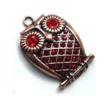 Přívěsek Přívěsek sova s červenýma očima 41x28mm