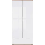 Zele Šatní skříň SZF2D1S, dub wotan/bílý lesk