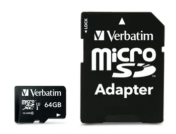 Paměťová karta Verbatim microSDXC 64 GB Class 10 UHS-I U3 + SD adaptér (47042)