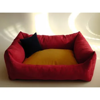 Pelíšek pro psa DELUXE Pelíšek pro psa - bordo / žlutá - medová / granát - tmavý