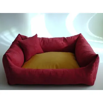 Pelíšek pro psa DELUXE Pelíšek pro psa - bordo / žlutá - medová / bordo